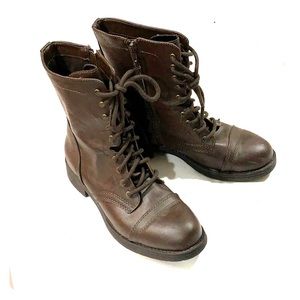 Brown combat boots